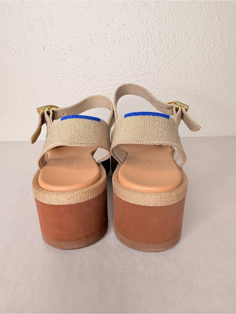 NWT Rothy’s Criss Cross wedge platform shoe metallic gold - Picture 5 of 8